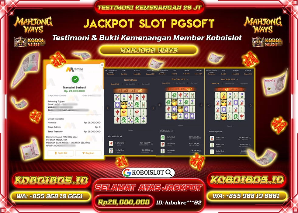 BUKTI KEMENANGAN ID lubukre***92 SLOT GACOR MAHJONG WAYS 1 Rp28.000.000,- LUNAS